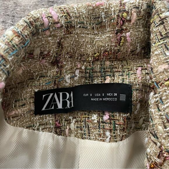 Zara Tweed Textured Button Front Blazer Jacket Small Academia Quiet Luxury - Picture 7 of 16